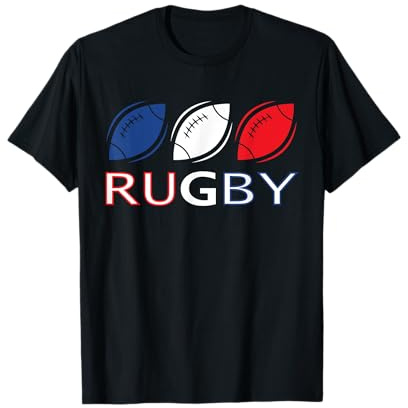 Rugby 3 Ballons Bleu, Blanc et Rouge. Spécial Rugbyman T-Shirt
