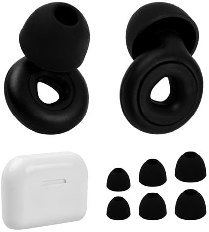 Bouchon d'oreille pour Dormir, Bouchon d'oreille en Silicone Protections Auditives Super Douces et Réutilisables, Bouchon d'Oreille pour Réduction du Bruit Réduction du Bruit de 27 dB (tout noir)