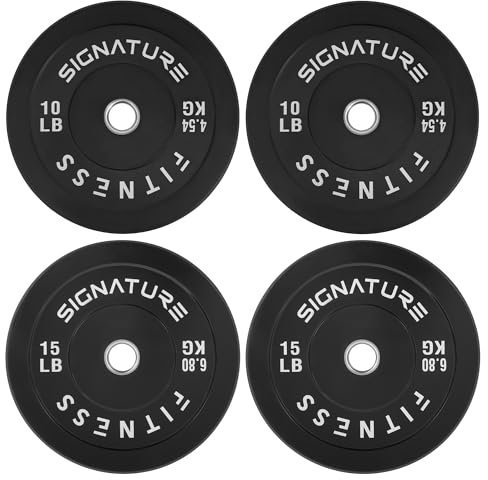 Fitvids Bumper Plate Olympische Hantelscheiben mit Stahlnabe, 5,1 cm, 22-kg-Set (2 x 4,5 kg, 2 x 6,8 kg), Gummi