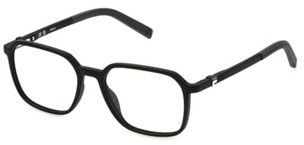 FILA Quadratisch Edelstahl Brillen in Matt Schwarz für Unisex, Brille mit Sehstärke, optional mit Sonnenbrillen tönung oder Blaulichtfilter (Modell VFI705L)