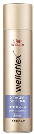 Wellaflex Spray para el cabello de volumen de 2 días para mujeres | Hasta 2 días de sujeción flexible | Para un peinado duradero | Suave con el cuero cabelludo, dermatológicamente probado, fórmula
