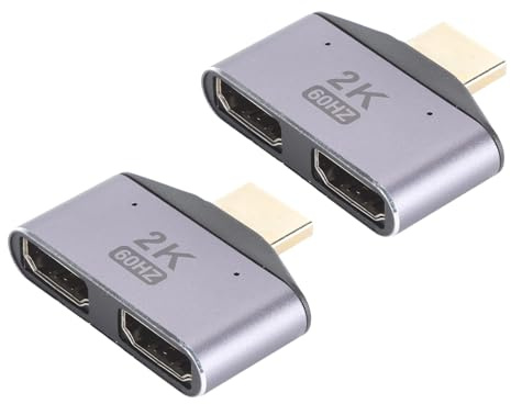 2st HDMI 1 in 2 Ut Splitteradapter, 2K 60hz 8Gbps HDMI Dubbelriktad Väljarväljare med LED-ljus för PC, Bärbar Dator, för för
