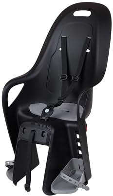 POLISPORT 8408200002 - Silla Trasera KOARI para Bicicleta con Ruedas de 26'' a 29'' Apta para niños con Peso máximo de 22kg con Anclaje en el portaequipajes en Color Negro/Gris