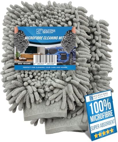 Microfibre Cloth Car Wash Mitt Glove – Double Sided Wash Mitt for Car Washing - 100% Lint-Free, Super Absorbent Cleaning – Ideal for Cleaning Vehicle and Motorcycles