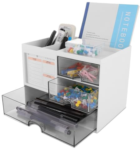 ASelected Organizer da scrivania con 3 cassetti, organizer da ufficio, organizzatore per desk organizer, organizer multifunzione per scrivania, scuola, casa, ufficio