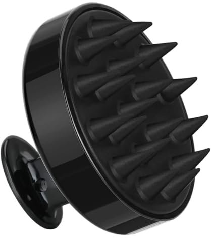 Scalp Massager for Hair Growth, Soft Silicone Shampoo Scrub Brush for Clean- Reduce Dandruff, Shampoo Brush with Soft Silicone Bristles for Hair Care and Head Relaxation [Black Colour]