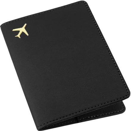 ILIYAH PU Cuir Porte-Passeport Housse pour Femmes Hommes Cartes de crédit Cartes d’embarquement Porte-Passeport de Voyage（Noir）