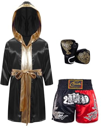 Runhomal Barn pojke boxning badrock set med kampboxning shorts handskar kickboxning thai träning MMA Muay Thai 5–16 år