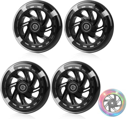 DBREAKS Ruedas luminosas para patinete de acrobacias, 4 unidades de ruedas de luz LED, 120 mm, ruedas de repuesto con ABEC, 9 rodamientos de bolas, dureza 88A, adecuadas para todo tipo de scooters