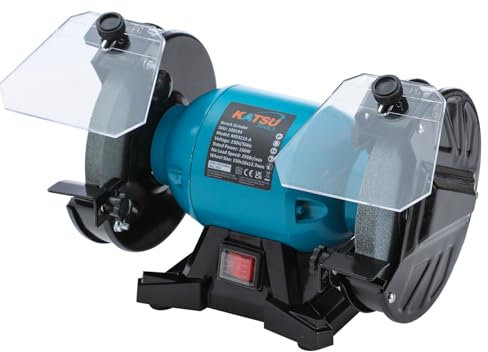 KATSU Tools Bench Grinder 150W 150mm 6 Inch Coarse and Fine Grinding Wheels, Electric Bench Grinder Sander Polisher for Grinding, Polishing and Sharpening