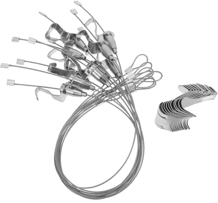 HAMPPLIES 10 juegos Sistema de Suspensión Ajustable Kit Ganchos y Cables para Colgar Imágenes para Decoración de Paredes y Arte Instalación para Cuadros Espejos y Decoraciones Ligeras
