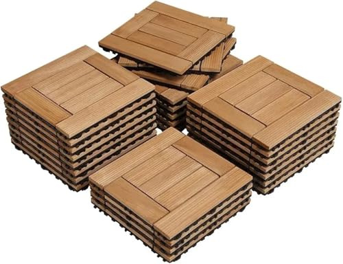 27 stycken terrassplattor av massivt trä och plast, för utomhusbruk, 30,5 x cm, för yttergolv (Khaki)