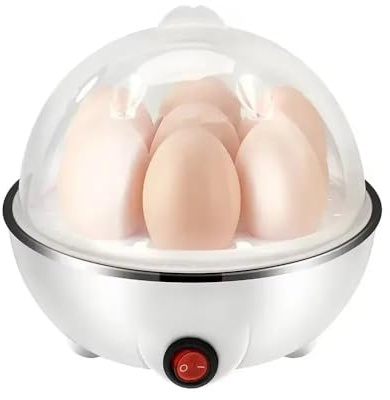 Egg Boiler Electric Egg Cooker 7 Egg Capacity Boiled Egg Maker for Soft, Medium, Hard Boiled Eggs, Includes Poaching Trays