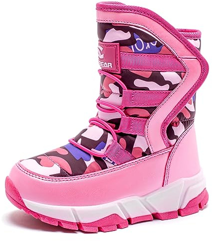GUBARUN Girls Snow Boots Kids Outdoor Warm Shoes Waterproof (Pink,9.)