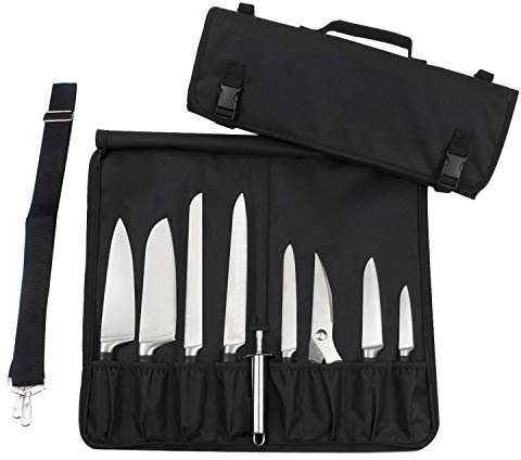 Tosnail Chef - Bolsa para Cuchillos con 15 Ranuras, asa de Transporte fácil y Correa para el Hombro, Color Negro