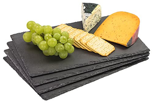 LAUBLUST Schieferplatten im 4er Set als Servierplatten und Platzteller - Anthrazit ca. 30 x 20 x 0,5 cm