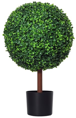 Outsunny 23.5 Artificial Boxwood Topiary Ball Tree Nursery Pot Included