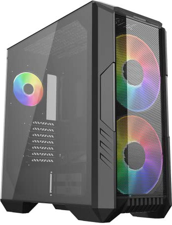 Cooler Master HAF 500 High Airflow ATX Mid-Tower, Mesh Front Panel, Dual 200mm Customizable ARG Lighting Fans, Rotatable GPU Fan, USB 3.2 Gen 2 Type C and Tempered Glass (H500-KGNN-S00)