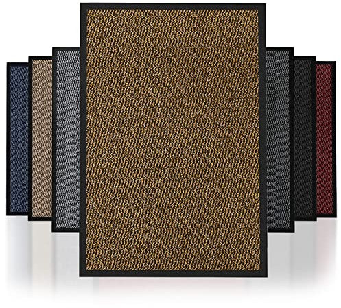 Best Price Dirt Trapper Door Mat Heavy Duty indoor & outdoor Rubber Non-Slip Floor & Kitchen Barrier Mat Easy Clean Absorbent Soft Feel Entrance Rug Shoes Scraper Floor Mat (Brown, 40x60 cm)