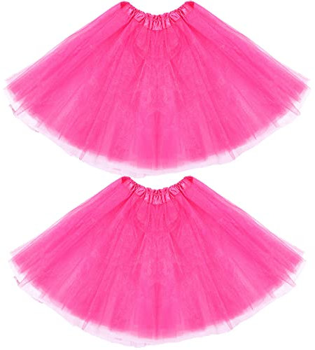 2er Pack Damen Teen Erwachsene 80er Jahre Tutu Rock (Rosenrot, 3 Schichten)
