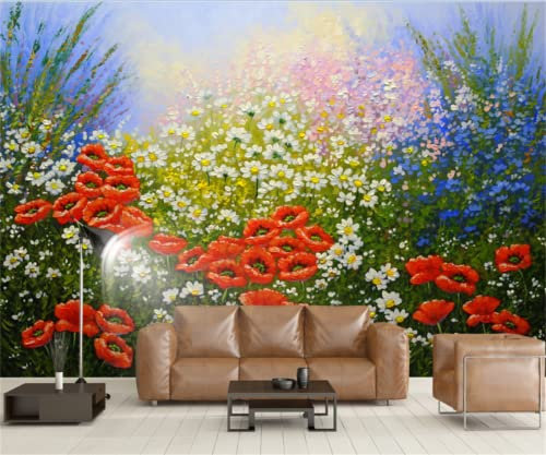 SHINERING Peinture à l'huile de mur de fond tridimensionnel de fleur de fantaisie nordique personnalisée n'importe quelle taille papier peint mural 3D Papier 150 cm (L) × 105 cm (H)