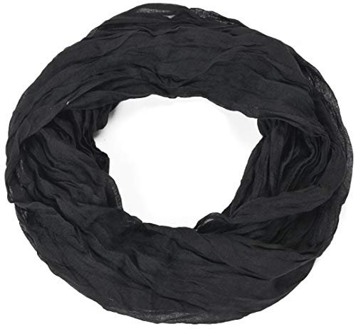 Miobo Loop Schal Crinkle Schal Halstuch Unifarbe 70 x 180cm Frühling Sommer Herbst Rund Schwarz