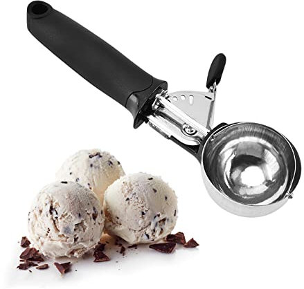 Cuchara Helado Bola, Helados Utensilio, Profesional Cuchara Helado, Inoxidable Cuchara Helado, para Cavar Helado, Fruta, Galleta, Cavar la Masa (Negro)
