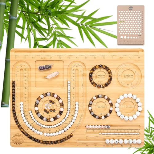 ZDLS Holz-Perlenbrett, Perlenablage für Schmuckherstellung, Schmuck-Messbrett für Armbänder und Halsketten, 39 x 29 x 1,3 cm