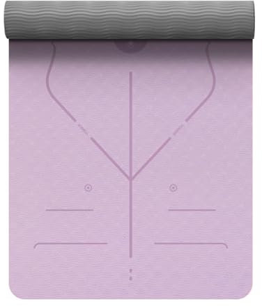 Yogamatte Rutschfest Dicker, Fitnessmatte Sportmatte mit Ausrichtungslinien, Pilates Matte Gymnastikmatte mit Tragegurt für Yoga-Anfänger, Fitness und Turner (A 185x80x0.9cm)