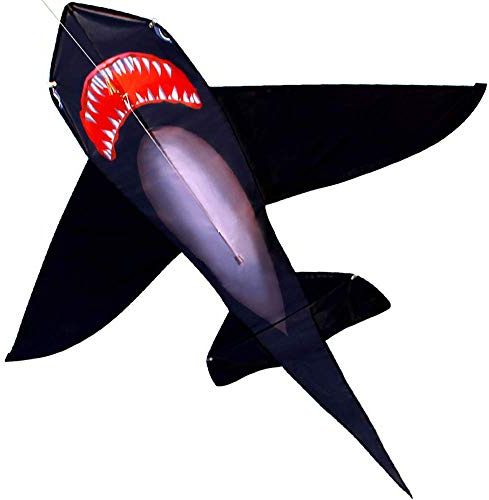 Touch the sky Black Shark Kite for Kids and Adults, Easy to Fly, Exquisite Fabrics and Unique Structure Design, Excellent Outdoor Games and Activity Toys, Suitable for Beginners.
