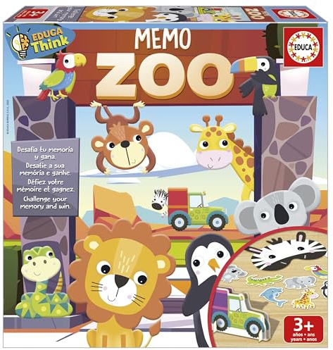 Educa - Juego de Mesa Educativo de clasificación y Memoria | Memo Zoo. 3 dinámicas distinas Donde los niños y niñas mejorarán la clasificación, observación y Memoria. A Partir de 4 años (19975)