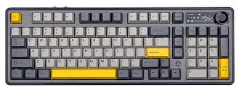 MechLands AJAZZ AK980 - Tastiera meccanica BT5.0/USB-C/2,4 GHz, con schermo TFT da 1,14, batteria da 10000 mAh, pulsante RGB per Win/Mac, QWERTY (nero, regalo V2)