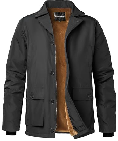 Harbrosrce Hombres Termal Invierno Chaqueta Cálido Abrigos Parka Forro Polar Gruesa Acolchado Abrigo de Piel Inteligente Cortaviento Prueba de Viento Parka