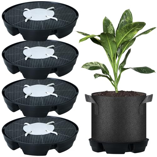 Lot de 4 Bases de Pot en Tissu à arrosage Automatique, système d'irrigation Automatique pour Pots en Tissu de 5 gallons, système d'arrosage Automatique pour serres intérieures, tentes de Culture