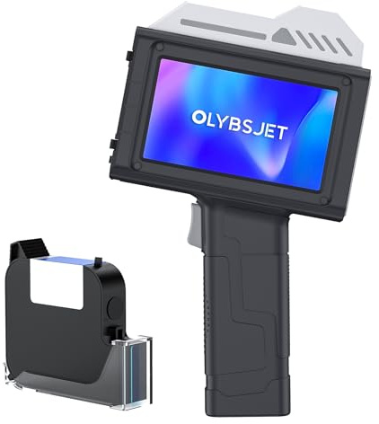 OLYBSJET Impresora de Mano Portátil BT-HH6210B con Pantalla Táctil HD de 4,3 Pulgadas 25,4 mm Pistola Impresora de Inyección de Tinta Mano para Texto Fecha Código de Barras Código QR Número de Lote