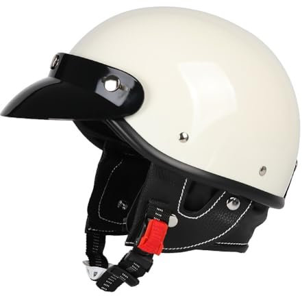 Uueybsg Retro Motorrad Halbhelme Deutsche Jethelm, Halbschalenhelm mit ECE, Vintage Motorradhelm, Cruiser Chopper Roller Scooter-Helm, Braincap Moped Mofa Helm für Erwachsene Herren Damen