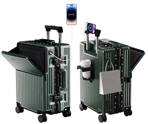 AIWEINY Zipperless Luggage, Polycarbonate Aluminum Hard Shell, Expandable Carry-On Suitcase with Spinner Wheels, Hard Shell Suitcase, 20 Inch Cabin