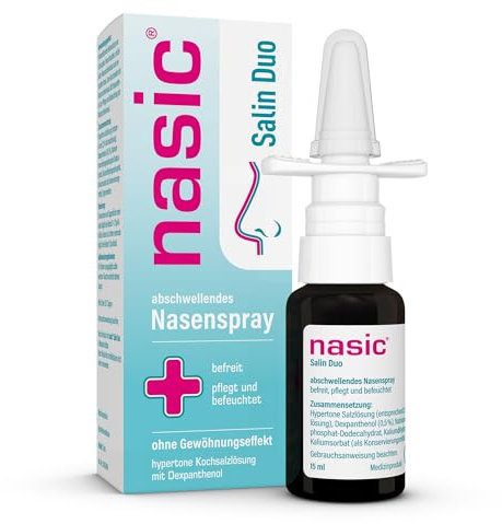 nasic Salin Duo 15 ml | natürlich befreiendes Nasenspray | bei Schnupfen, Heuschnupfen, entzündeter Nasenschleimhaut und verstopfter Nase | Für Kinder ab 6 Jahren