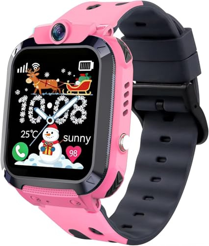 Tzzulsx Smartwatch Bambini GPS, Orologio Smartwatch Bambini con Telefono SOS IP68 Impermeabile Chat Vocale Modalità Classe Sveglia, Orologio Intelligente per Ragazza e Ragazzo