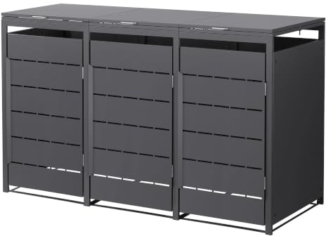ML-Design Abri Cache pour 3 Poubelles, 196x80x120 cm Capacité 240L, Anthracite en Acier, Couvercle Rabattable et Porte Clôture, Protection Visuelle, Habillage de Conteneurs, Résistant aux Intempéries