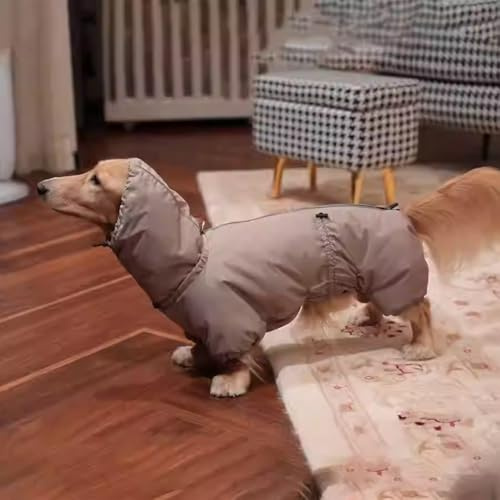 Abrigo De Invierno Para Perros Salchicha, Abrigo Cálido Para Perros De Clima Frío, Chaqueta Cálida Y Resistente Al Viento Para Perros De 4 Patas Con Cremallera Para Caminar Al Aire Libre,Marrón,L