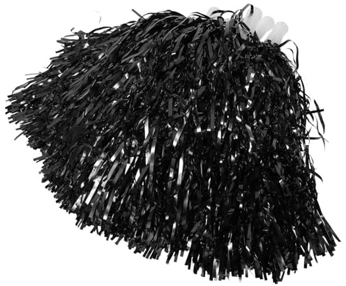 Milisten Pompones de Animadora Mango Negro, 10 Piezas Compactas de Pet y Abs, Accesorios Reutilizables para Animar Eventos Deportivos y Bailes de Porristas