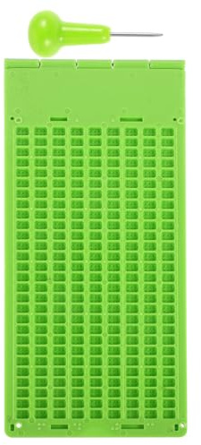 TEHAUX 1set Piastra Braille in Plastica Righe Celle con Penna Ausilio Portatile per Non Vedenti e Apprendimento della Scrittura Braille