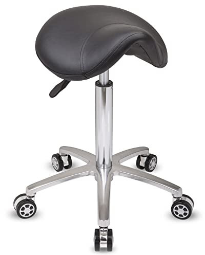 Staboos Rollhocker bis 160 kg - Sattelsitz mit Gel Polster - Praxishocker mit Rollen - Drehhocker höhenverstellbar (55 cm bis 75 cm) Sattelhocker