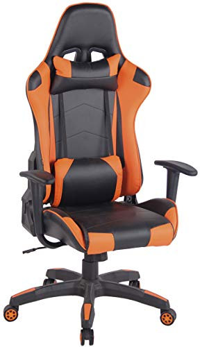 CLP Racing Bürostuhl Miracle Mit Kunstlederbezug | Höhenverstellbarer Gamingstuhl Mit Leichtlaufrollen Erhältlich, Farbe:schwarz/orange