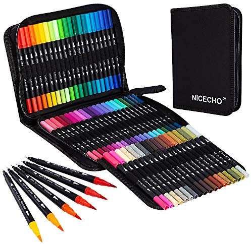 Dual Brush Art Marker Pens, 60 Colors Markers for Adult Coloring Books