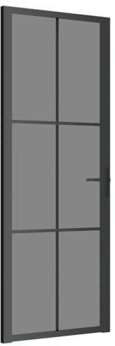 vidaXL Innentür Modernes Design Glastür Komplettset Zimmertür Tür Drehtür Wohnungstür mit Montagezubehör 76x201,5cm Schwarz ESG-Glas Aluminium