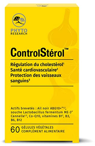 PhytoResearch - ControlStérol - Complément Alimentaire Santé Cardiovasculaire - Ail Noir, Cannelle de Ceylan, Coenzyme Q10, Vitamines B - 60 gélules - 30 Jours - Fabriqué en France