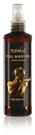 Italwax Luxury Full Body Oil - 250ml - Aceite per preparar la piel antes de la depilación con cera caliente - Permite una fácil aplicación de la cera​