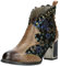Laura Vita Damen Stiefelette Leder Blockabsatz Blumen Nieten modisch Kacio 02, Größe:39 EU, Farbe:Braun